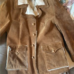 Schott NYC Brown Suede Jacket with Cream Accents